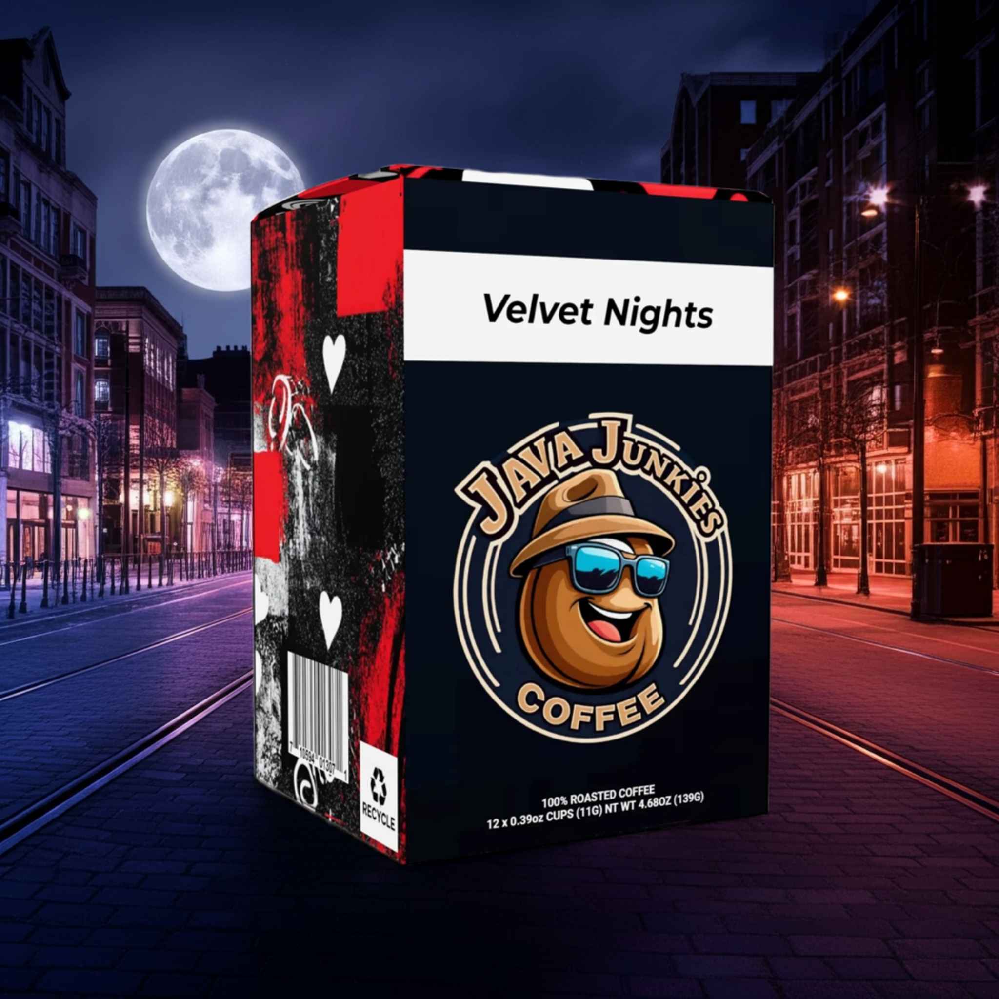 Velvet Nights Dark Roast Coffee Pods - K-Cup Compatible 12 Count - Java Junkies Ground Specialty Coffee Pods