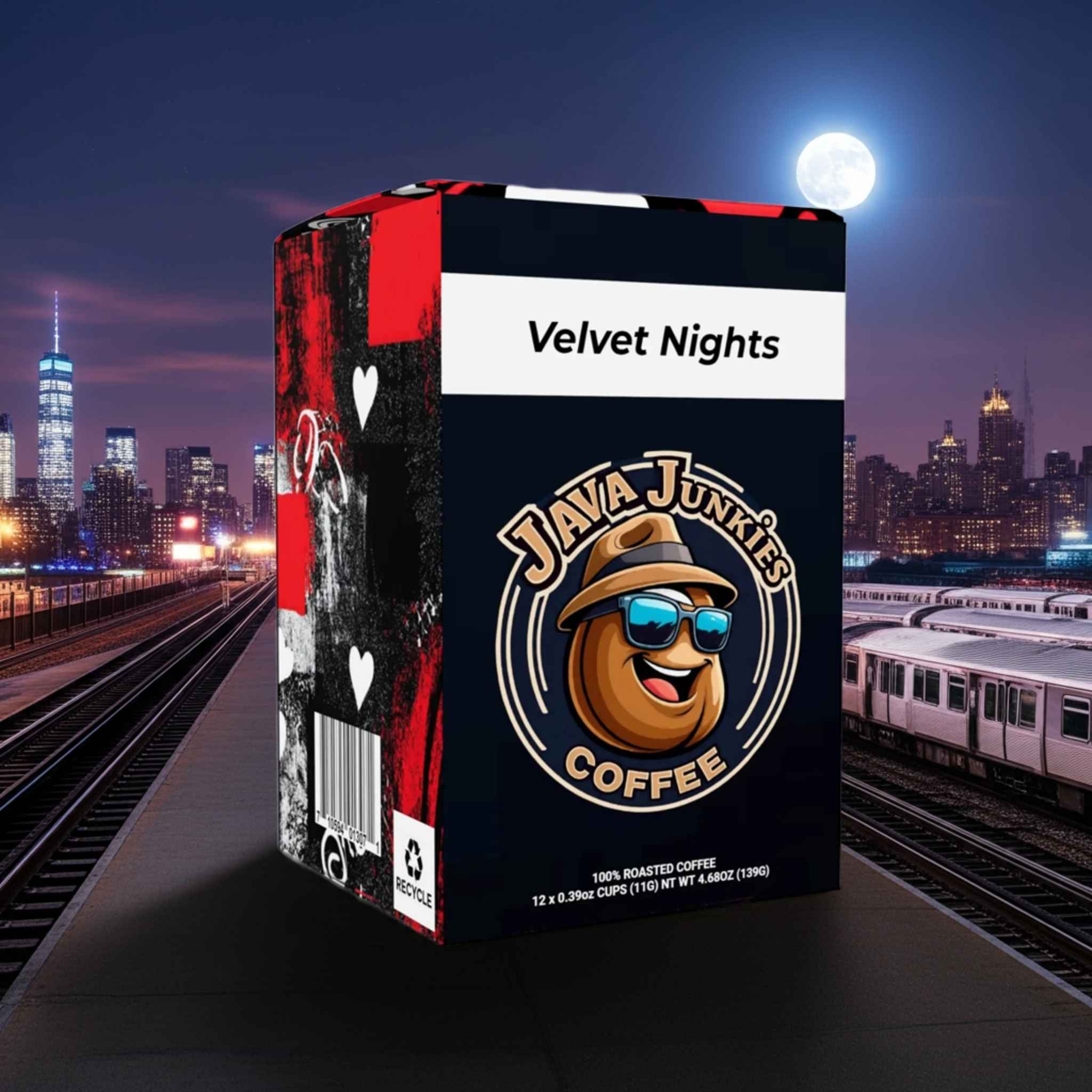 Velvet Nights Dark Roast Coffee Pods - K-Cup Compatible 12 Count - Java Junkies Ground Specialty Coffee Pods