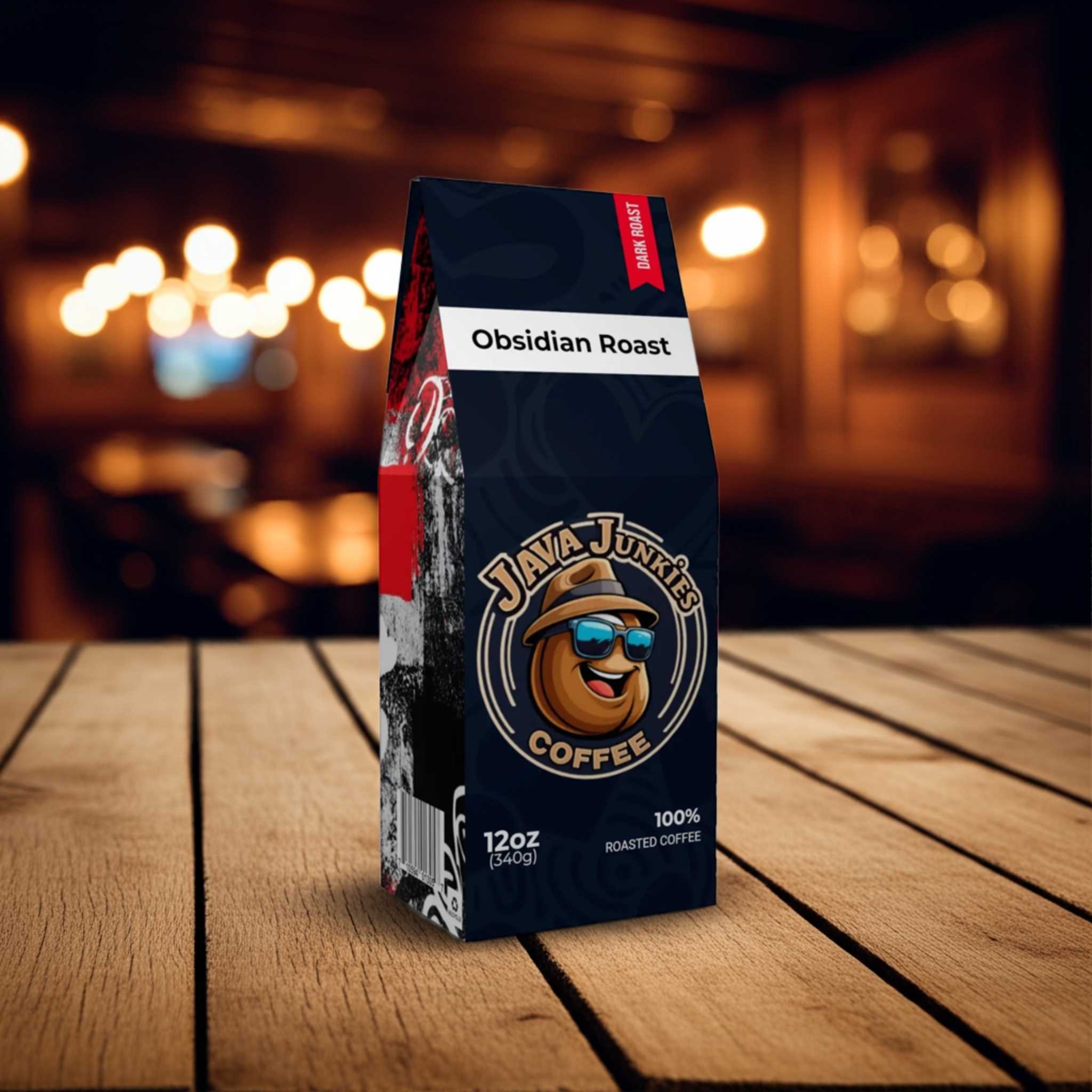 Obsidian Roast Dark Roast Coffee - Premium Chocolate Toasty Blend 12oz - Java Junkies Whole Bean Specialty Coffee