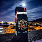 Velvet Nights dark roast coffee bag featuring chocolate and caramel notes, 12oz premium whole bean from Java Junkies