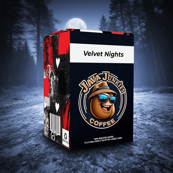 Velvet Nights Dark Roast Coffee Pods - K - Cup Compatible 12 Count - Java Junkies