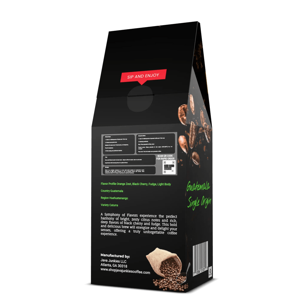 Guatemala Single Origin Coffee - Premium Specialty Beans 12oz Bag - Java Junkies Whole Bean Specialty Single Origin Coffee