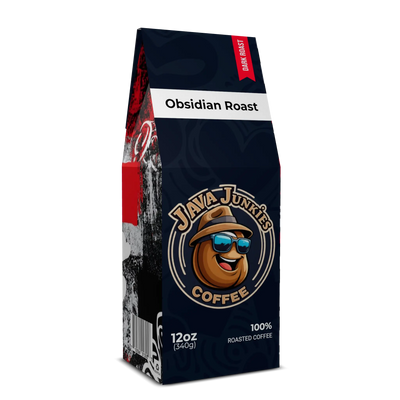 Obsidian Roast Specialty Dark Roast Coffee 12oz Bag Java Junkies