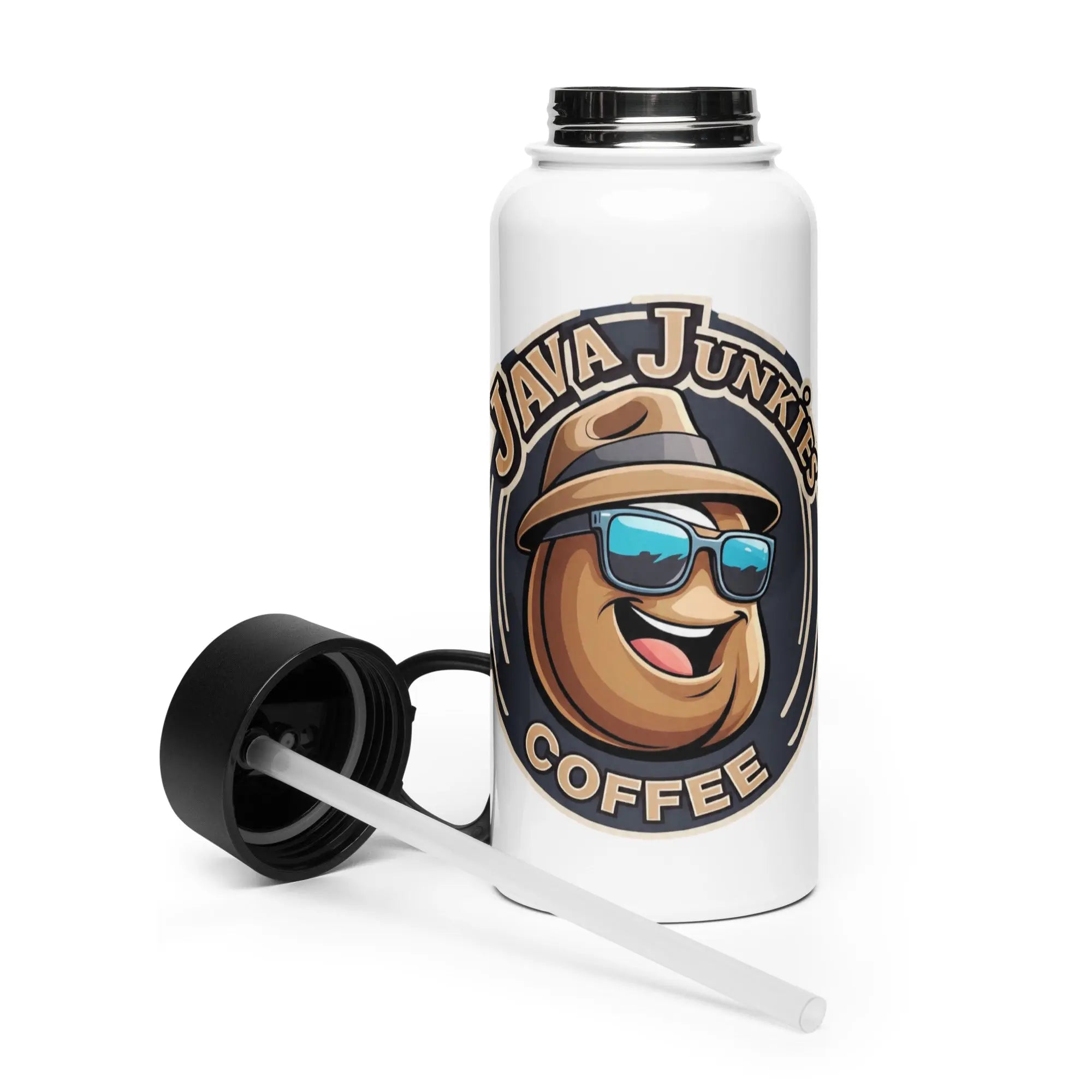 Java Junkies Classic logo 32oz Stainless steel water bottle with a straw lid - Java Junkies